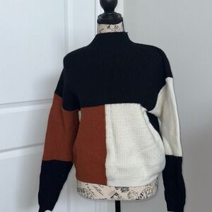 Colour Block Cowl Neck Sweater